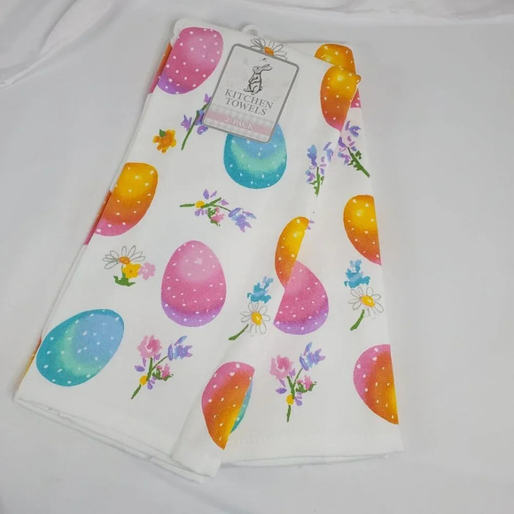 Easter Spring Time Kitchen Drying Mat 18"x24" & 3- 2 Pack Kitchen Towels New - Picture 6 of 10